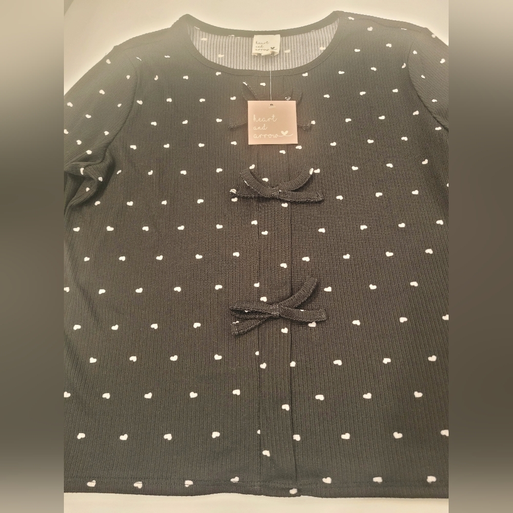 Girls Heart and Bows Long Sleeve Tops - Picture 5 of 6